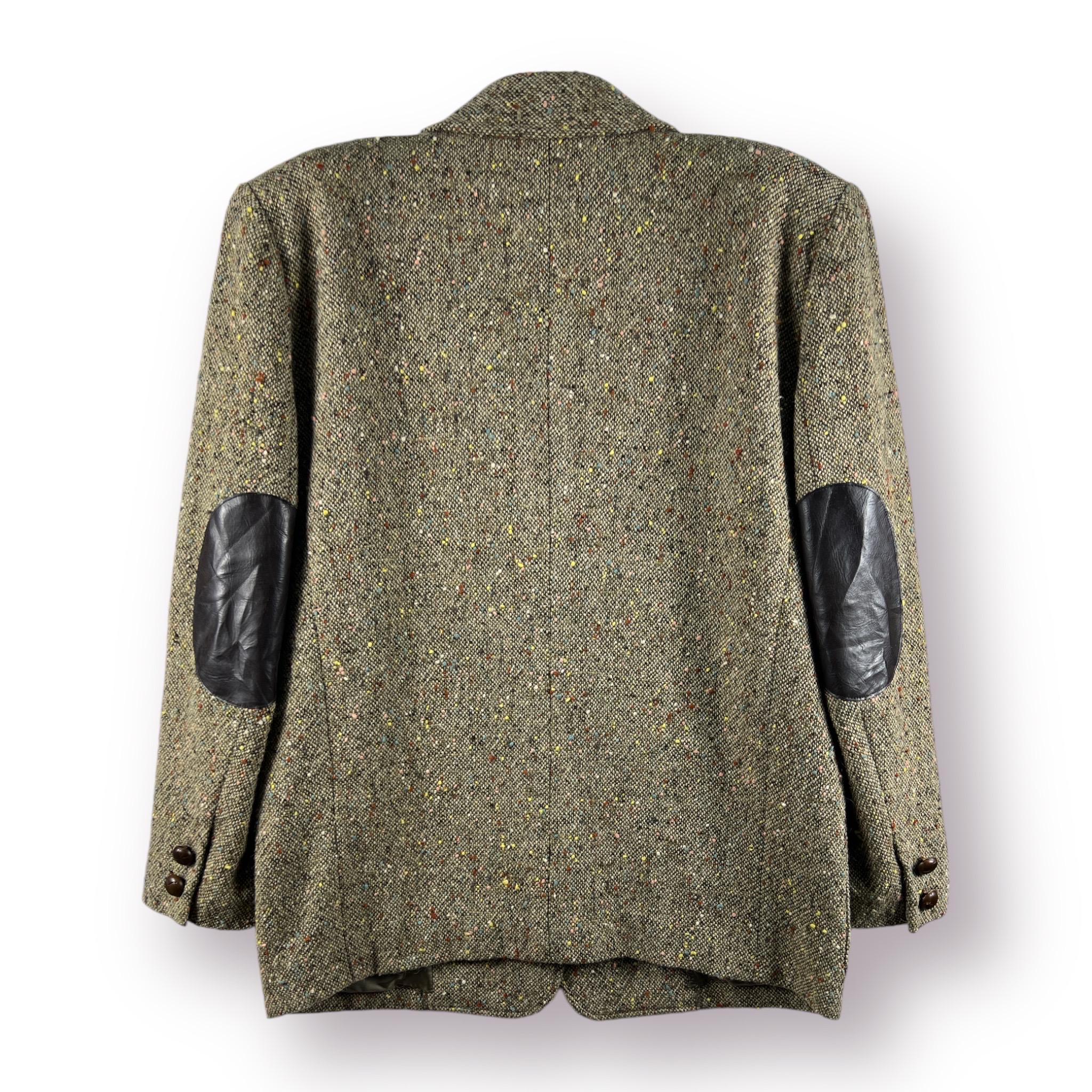 Vintage 90's Issey Miyake Japan Leather Padded Tweed Heavy Blazer