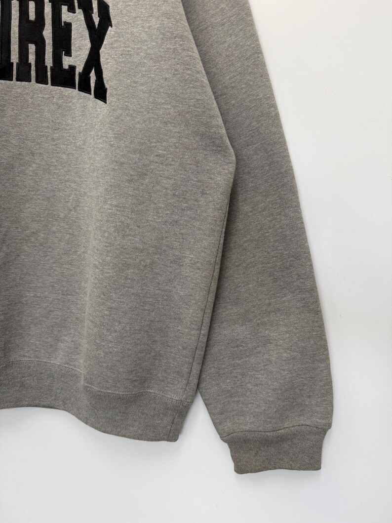 Pode incluir: Camisola cinzenta com a palavra "IREX" em letras grandes e pretas no peito. A camisola tem gola redonda e mangas compridas com punhos canelados. O tecido parece ser um material macio e confort&aacute;vel.