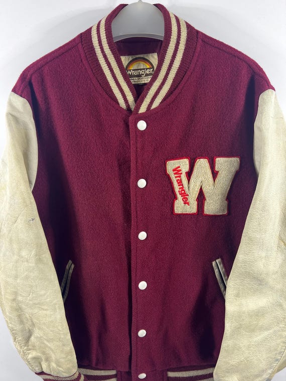 Vintage 90's Wrangler Leater Sleeves Varsity Jacket M Canada
