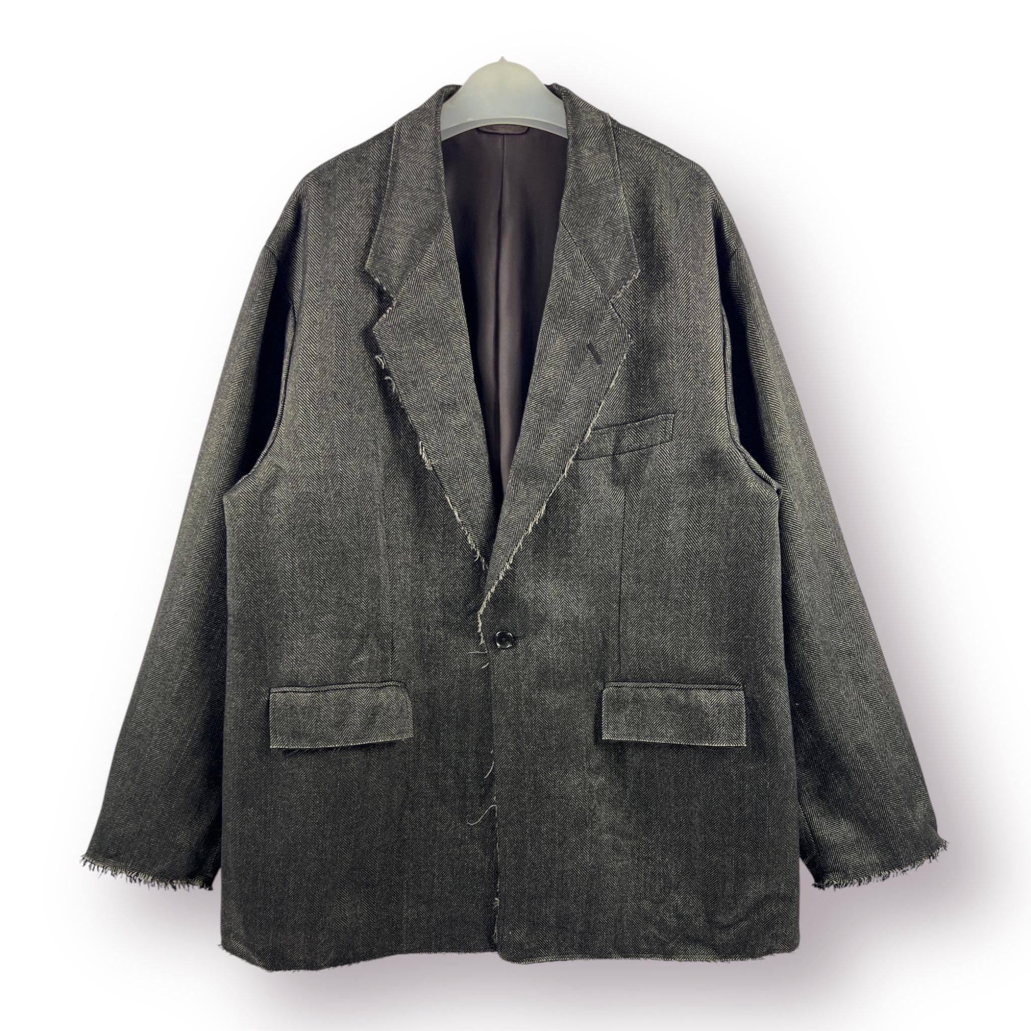 Vintage Beams Japan Herringbone Trashed Design Overcoat Blazer