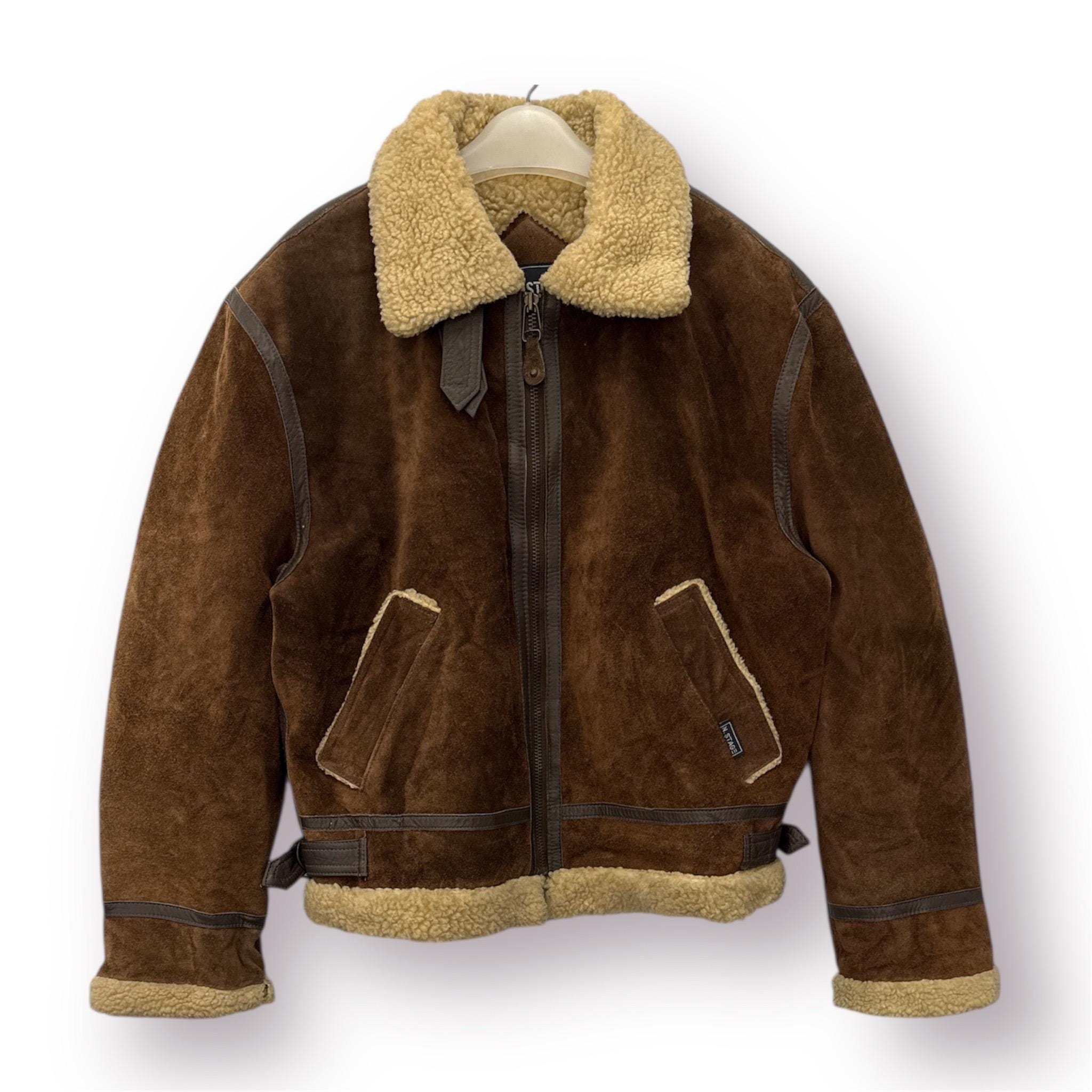 Vintage Suede Leather B-3 Bomber Jacket: Faux Fur Lined - Made in