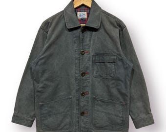 Vintage Japan Reason chore Jacket blanket linen in Distressed grey Colors - M