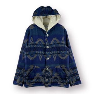Vintage Japan in Native / Navajo Design Hoodie Sweat button jacket - M