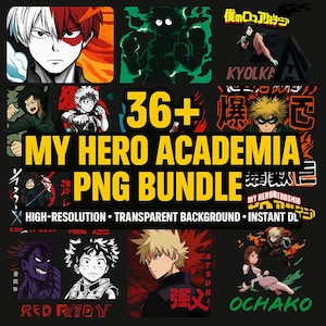 36+ My Hero Academia PNG Bundle | High-Res Anime Files | Transparent | Digital Download for DTF, Sublimation, Cricut, DIY Crafts