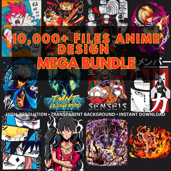 10،000+ Anime PNG Bundle – High-Quality Anime Designs | 300 DPI Transparent PNG | Ready to Print | Digital Download