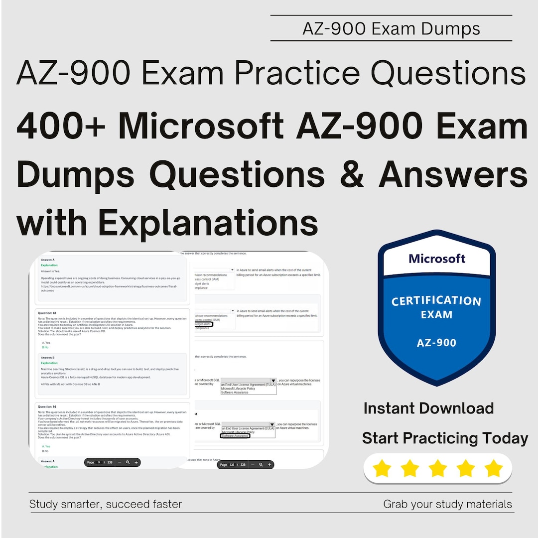 AZ-900 Exam Dumps | 429 Questions With Answers &amp; Explanations - Etsy