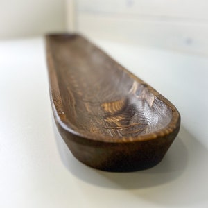 38&quot; Long Skinny Wood Dough Bowl - Candle Ready 6&quot; x 38&quot; x 2&quot; - Farmhouse Decor, Rustic Centerpiece, Wood Bowl for Home