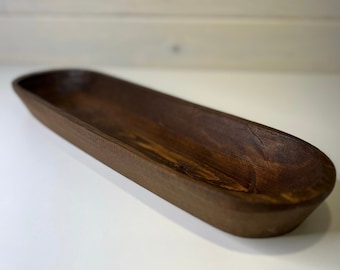 29" Long Farmhouse Wood Dough Bowl - 9-Wick Candle Centerpiece