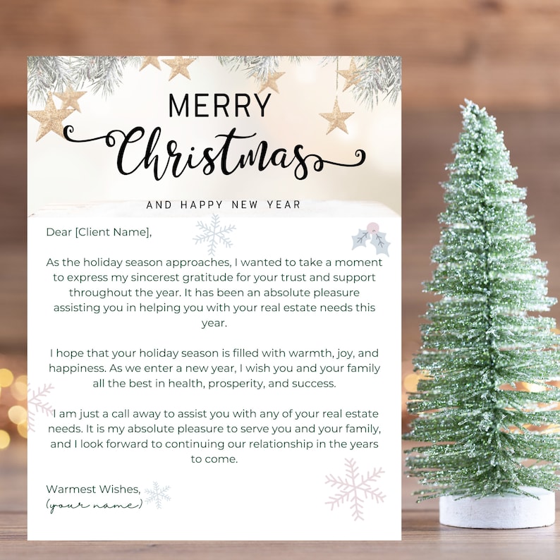Real Estate Holiday Letter, Realtor Holiday Farming Letter, Real Estate
