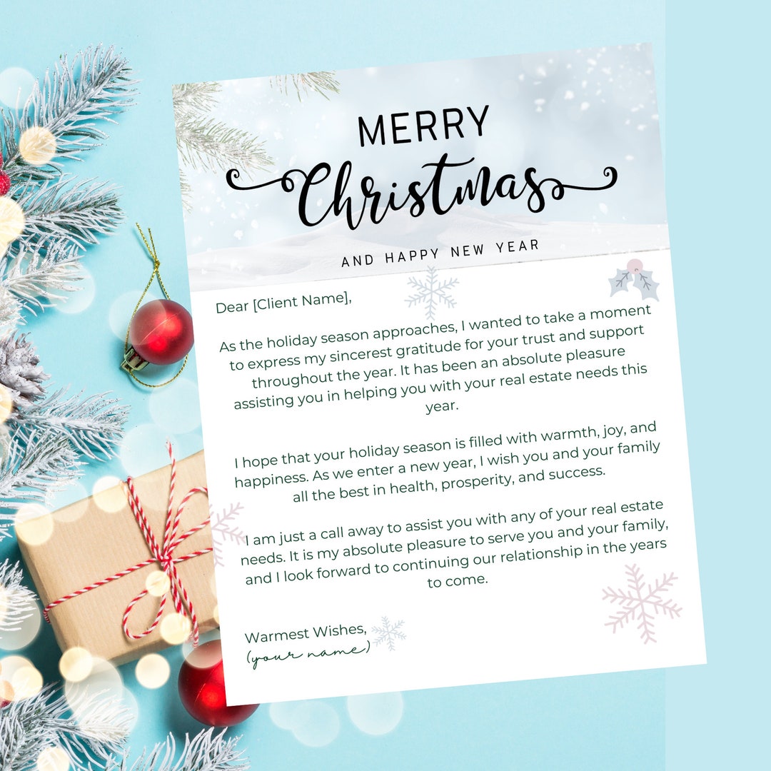 Real Estate Holiday Letter, Realtor Holiday Farming Letter, Real Estate