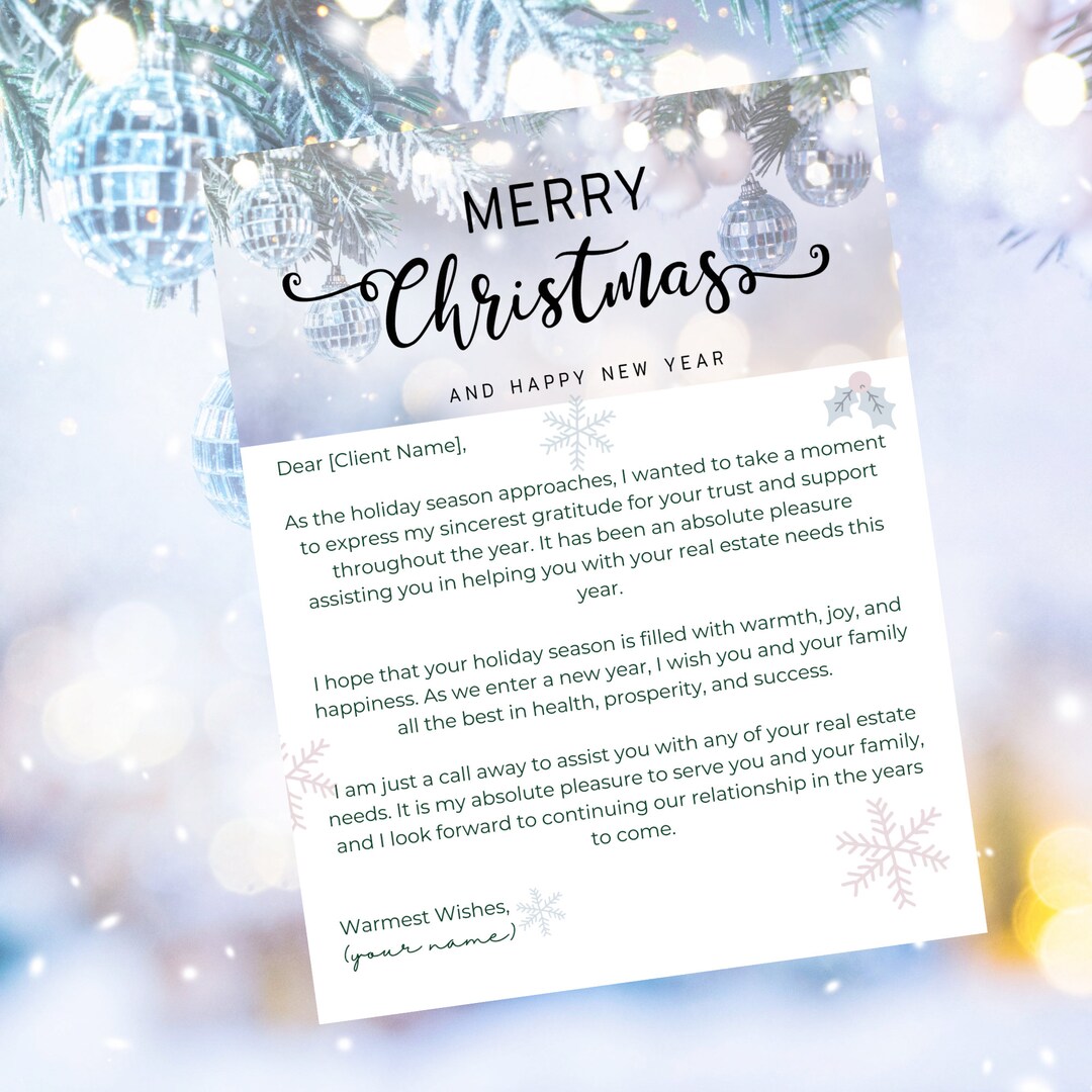 Real Estate Holiday Letter, Realtor Holiday Farming Letter, Real Estate