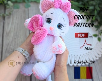 Mary White gatto amigurumi / Giocattolo all'uncinetto /Amigurumi / Gatto all'uncinetto /peluche all'uncinetto/animale fai da te