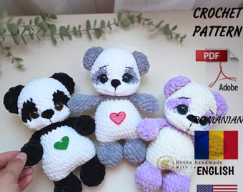 3 in 1 Häkelanleitung – Tierpaket Plüschtiere (Bär, Koala, Panda) | Amigurumi PDF Pattern /Niedriges Spielzeug / Babykollektion / anfängerfreundlich