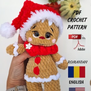 Baby Gingerbread Mir / Crochet cookie Pattern/ Amigurumi  (PDF Download) / Small toy /NO sew/pOcket toy/toy with accesories