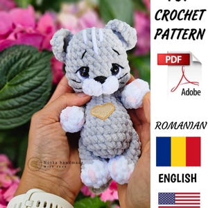 Copo gatinho amigurumi/Gato pequeno de crochê/Padrão de crochê fácil/Costura e orçamento baixos/Brinquedo de pelúcia/Roupa de Natal