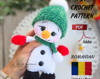 Baby Alby (Whity) Snowman / Crochet snowman Pattern/ Amigurumi  (PDF Download) / Small toy /low sew/picket toy