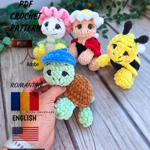 Patrón de ganchillo 4 en 1 – Paquete de animales de peluche (tortuga) / Patrón PDF de amigurumi / Juguete sin costuras / Ideal para principiantes