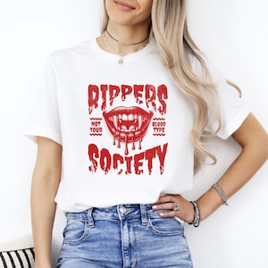 Vampire Lips Shirt, Halloween Vampire Shirt, Rippers Society T-Shirt, Halloween Party Shirts, Halloween Shirt for Women, Vampire Sweatshirt