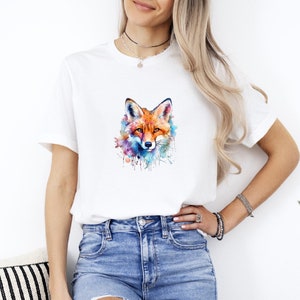 Colorful Cute Red Fox Kid Shirt for Animal Lovers For Women&#39;s Shirt For Fox Lover Shirt Nature Lovers Shirt For Funny Animals Tee Fox Lover