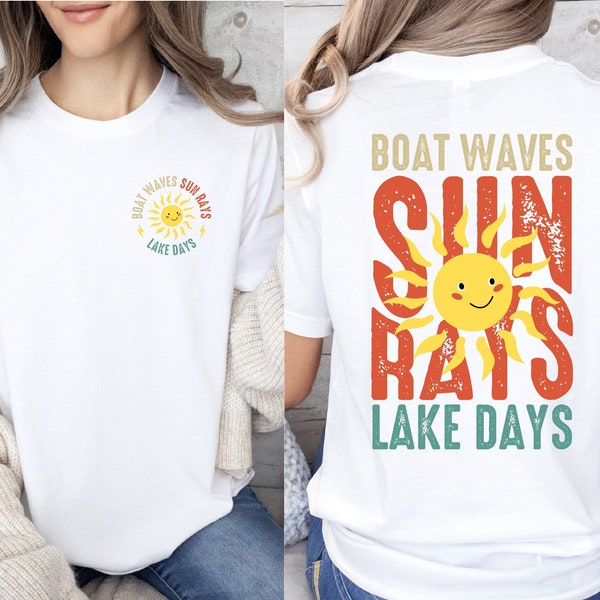 Boat Waves Sun Rays Lake Days Tshirt, Cute Lake Days Shirt for Family, Lake Life Tee, Boat Trip Shirt, Cute Boat Tee, Summer Trip Shirt