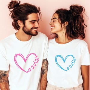 Matching Couple Heart Shirt, Valentines Day Custom Name Love Shirt, Red Heart Shirt, Wedding Anniversary Wife Husband Tee, Couples Love Tee