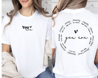 You are Enough Victorious Beautiful Amazing Strong Always Loved Never Alone Chosen Shirt, Christian Shirt, Motivational Shirt, Positive Tee