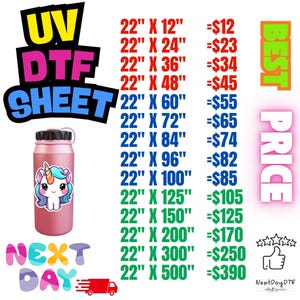 Customized UV DTF, High Quality Custom DTF Gang Sheet, Custom Stickers, Ready to Apply, Permanent Durable Vibrant Uv Dtf, Uv Dtf Cup Wrap