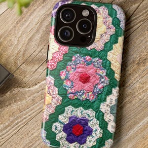 Floral Quilt Print Phone Case: Patchwork, Retro Fabric Aesthetic