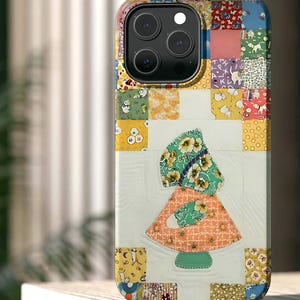 Quilt Phone Case, Patchwork Quilt Case, Magna Phone Case, I Phone 17, Sunbonnet Sue Pattern