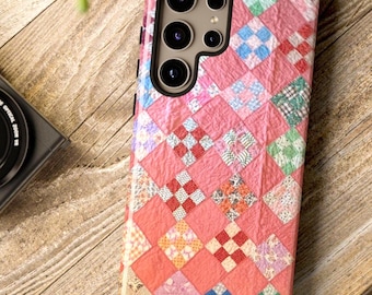 Quilted Phone Case, Quilting Lovers, Gift for Crafters, Boho Style Accessories, Unique Patchwork Design