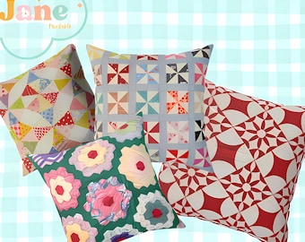 Vintage Quilted Patchwork Pillow Cover Floral Gingham Cotton Blend