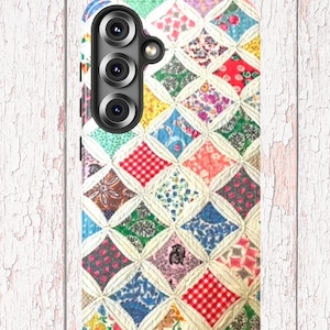 Vintage Quilt Patchwork Phone Case Retro Feed Sack Fabric Print