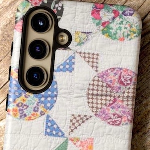 Vintage Quilt Phone Case: Retro Patchwork Print, Feed Sack Fabric Design