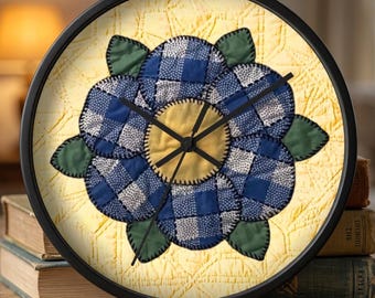 Patchwork Dresden Plate Wall Clock | Floral Quilted Pattern, Pastel Home Decor