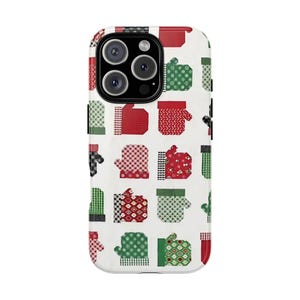 Christmas Phone Case: Festive Mittens Quilt Design