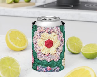 Quilt Pattern Can Cooler,  Neoprene Outdoor Gatherings, Eco-Friendly Beverage Insulator,