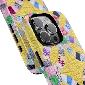 Vintage Quilt Phone Case, Feed Sack Print, Textured Handstitched Look