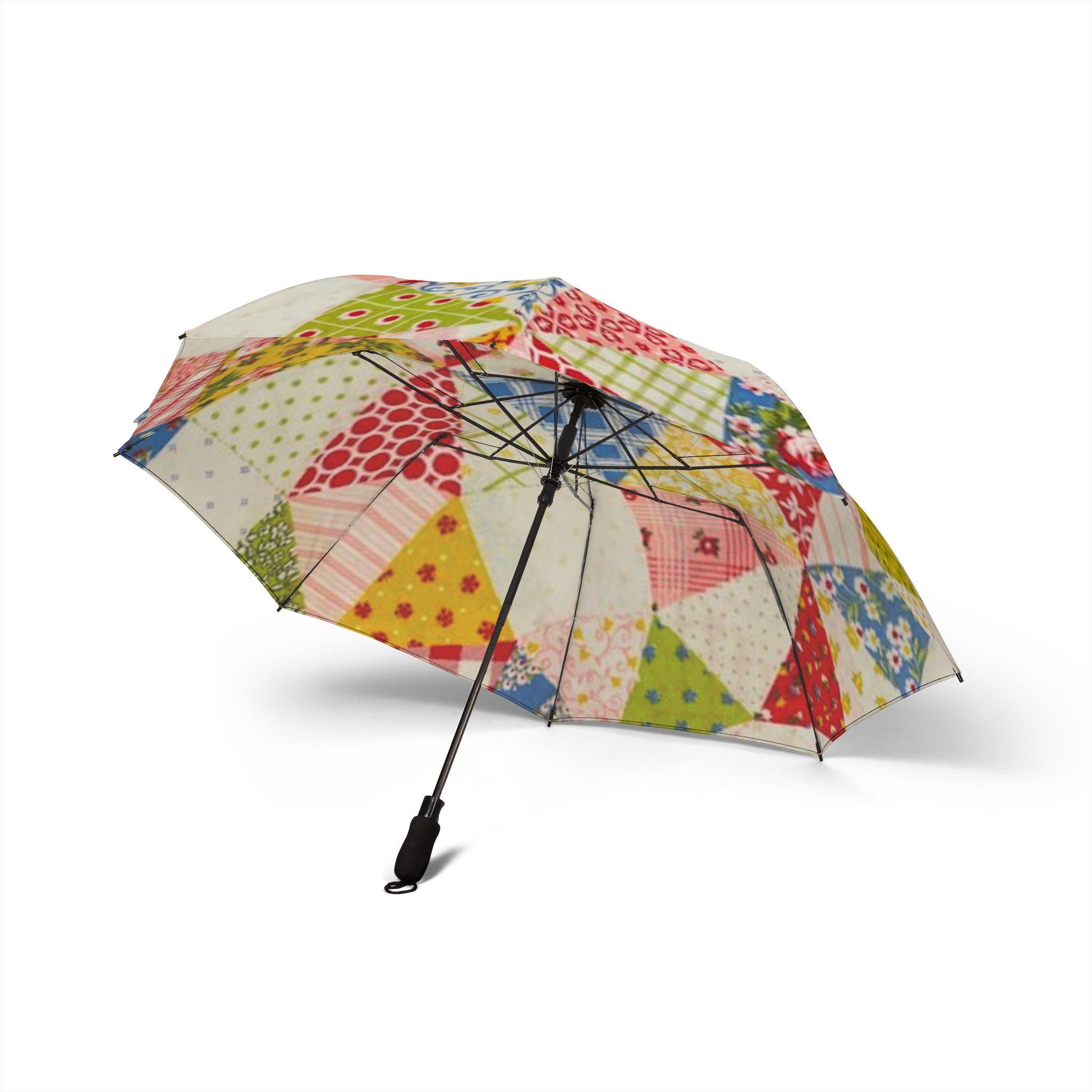 Quilt Patchwork Print Umbrella, Cute Compact Umbrella