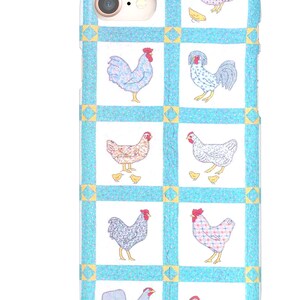 Patchwork Chicken Phone Case | Snap Case, Vintage Quilt Hen Pattern, Wireless charging