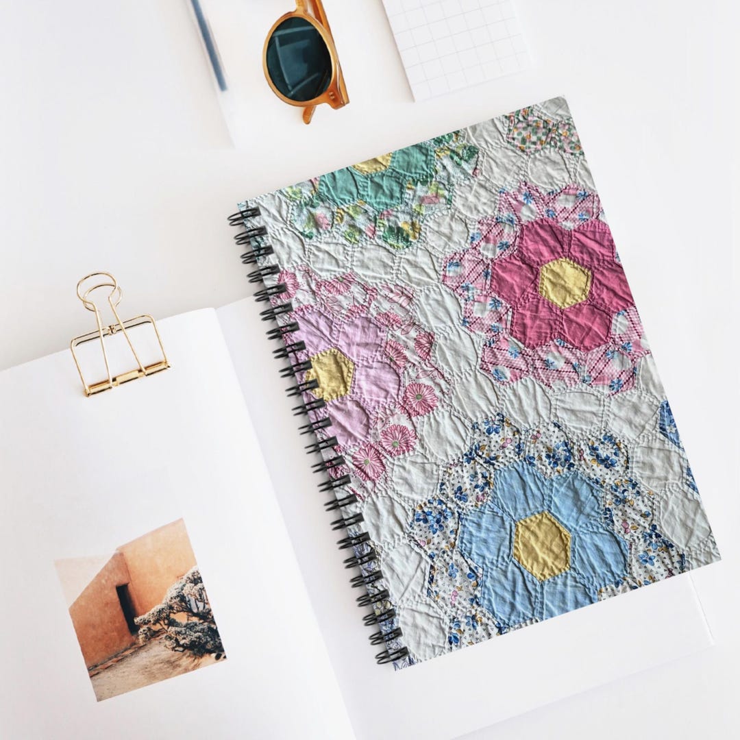 Vintage Floral Quilt Pattern | Spiral Notebook | Ruled Journal - Etsy