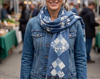 Fall Fashion Scarf | Patchwork Quilt Print  | Cottagecore Wear |  Boho | Winter Accessory