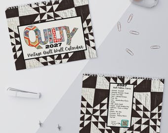 Vintage Quilt Wall Calendar | 2027 Monthly Wall Planner