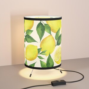 Lemon Print Tripod Lamp: Mid-Century Modern Citrus Design