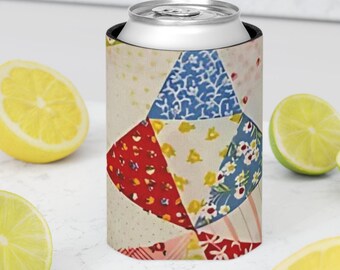 Enfriador de latas con diseño de patchwork / Aislante de bebidas de neopreno / Regalo para amantes del patchwork / Para retiros de patchwork / Regalo para anfitrionas
