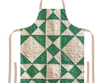 Vintage Quilt Patterned Apron | Cheater Quilt Print | Patchwork Kitchen Accessory