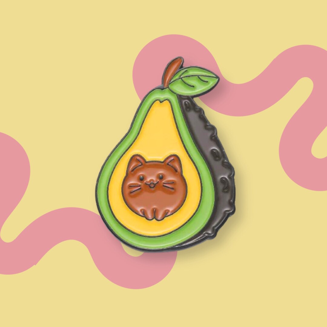 Cat Avocado Brooch Enamel Pin, Introvert Badge Jewellery, Collectable ...