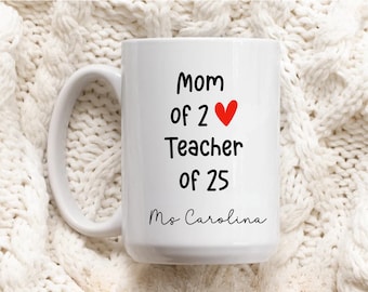 Mom and teacher appreciation mug, customizable mug, kindergarten teacher, first grade teacher, gift for high school teacher, mom mug