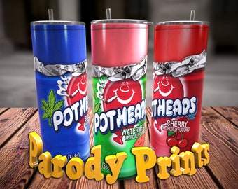 Potheads Candy 20oz Funny Weed Tumbler Wrap, 420 Joke Stoner Tumbler PNG, Seamless Wrap For Sublimation, Digital File, Gag Gift, 300dpi