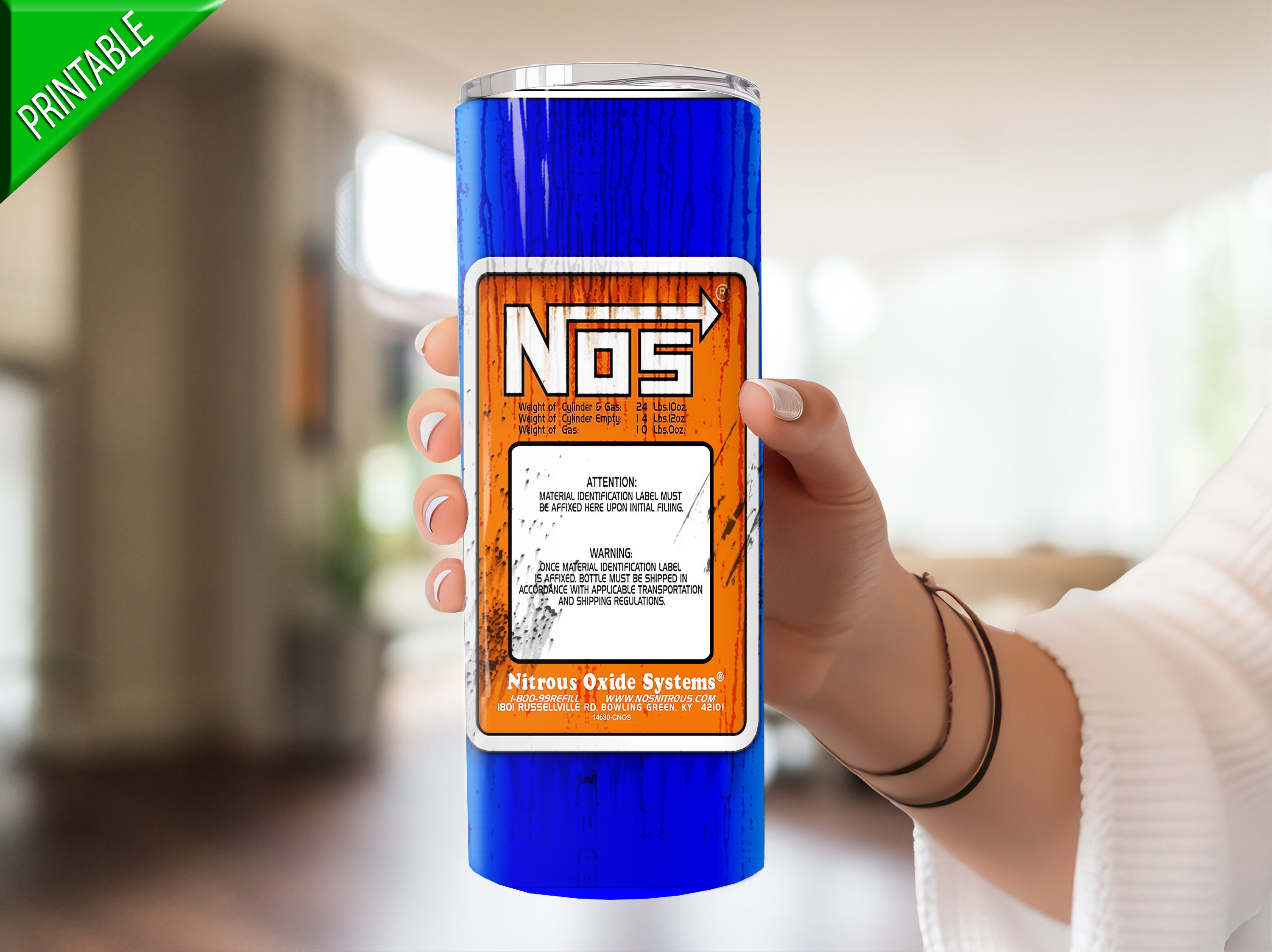 Nitrous NOS Tumbler Wrap, 20 Oz Skinny Tumbler Seamless Automotive
