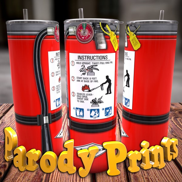 Fire Extinguisher 20 oz Skinny Tumbler Wrap PNG, Firefighter Tumbler, Seamless Design For Sublimation, Digital Download, Fire Fighter Gift